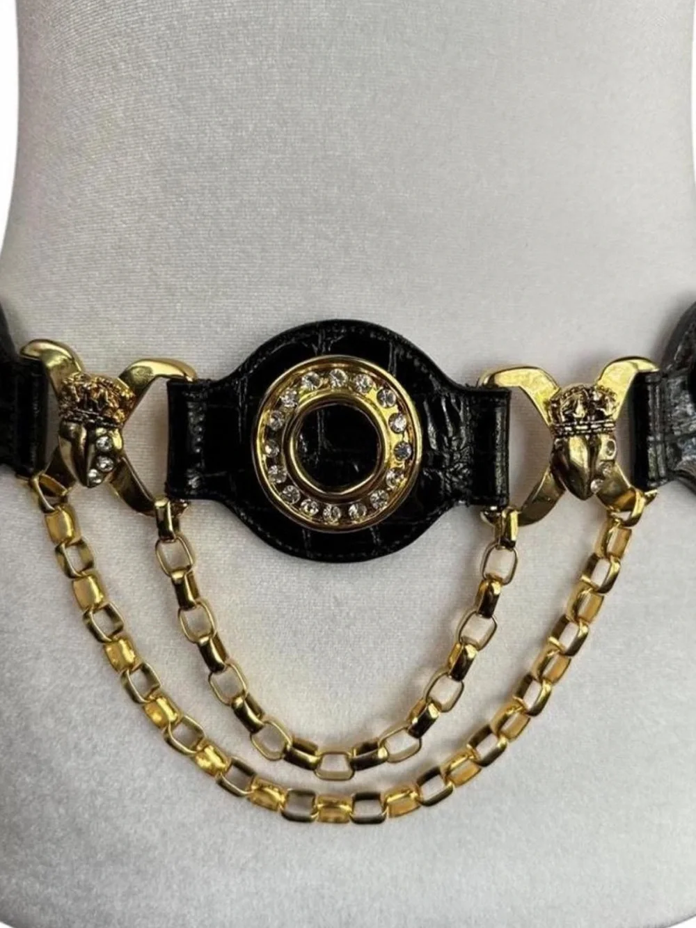Vintage Cache belt with Streets Ahead hardware glam cascading chains